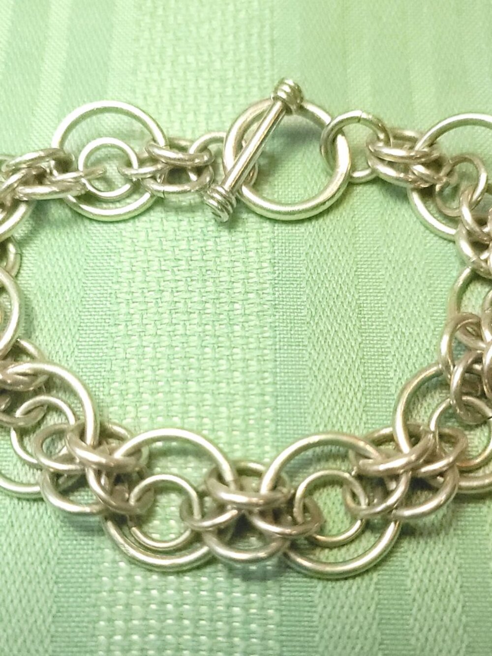 80s Thai Sterling Silver Chainmail Bracelet  8" Woven Toggle ETC 925